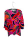 Trina Trina Turk Size L Pink & Navy Polyester Blend Long Bell Sleeve Lines Dress Pink & Navy / L
