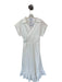 En Saison Size L White Cotton Blend Short Cuff Sleeve Cross Over Collar Dress White / L