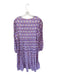 Oliphant Size L purple & orange Cotton Long Balloon Sleeve Flowers V Neck Dress purple & orange / L