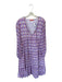 Oliphant Size L purple & orange Cotton Long Balloon Sleeve Flowers V Neck Dress purple & orange / L