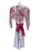 ISLAPAYAL Size XL White & Purple Cotton Long Sleeve Botanical Lined Maxi Dress White & Purple / XL
