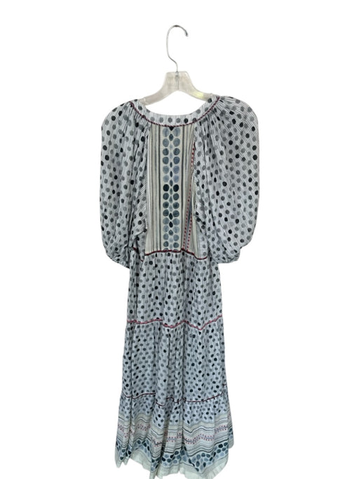 Conditions Apply Size XL Gray & Taupe Long Balloon Sleeve Polka Dot Maxi Dress Gray & Taupe / XL