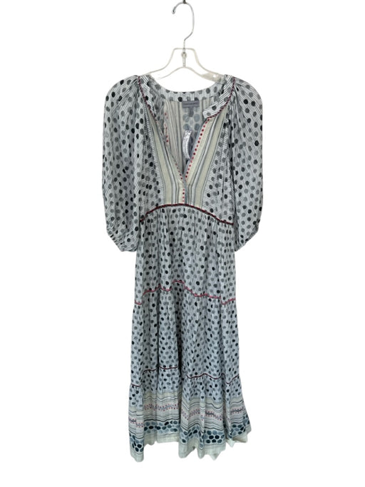 Conditions Apply Size XL Gray & Taupe Long Balloon Sleeve Polka Dot Maxi Dress Gray & Taupe / XL