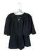 Pomander Place Size L Black Cotton Cap Sleeve V Neck Pleat Detail Top Black / L
