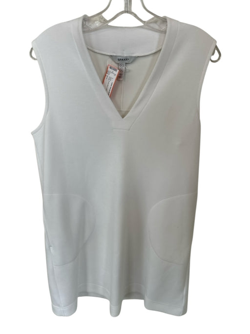 Spanx Size L White Modal Blend Sleeveless V Neck Dress White / L