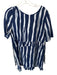 Marie Oliver Size L navy & gray Silk Short Sleeve Lines Ruffles Back Zip Dress navy & gray / L