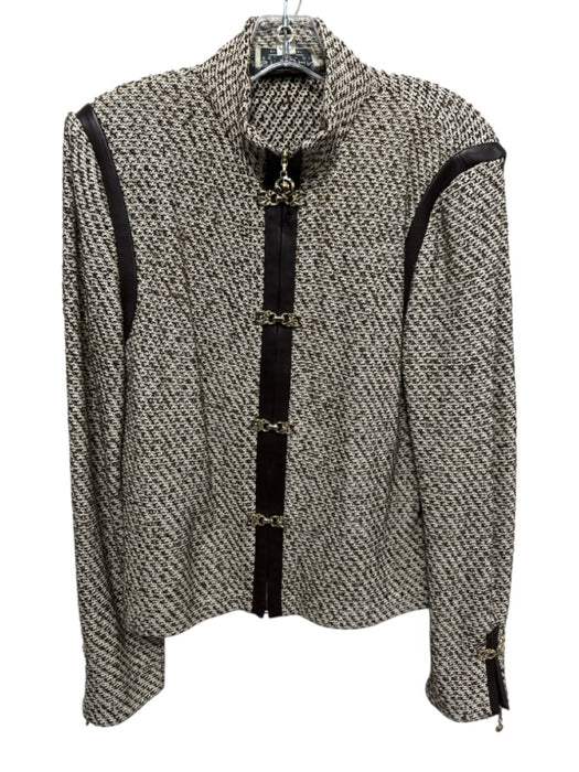 St. John Collection Size 12 Beige & Brown Missing Fabric Tag Knit Jacket Beige & Brown / 12