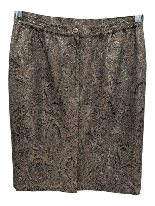 Carmen Marc Valvo Collection Size 8 Brown & Gold Acetate Blend Beaded Skirt Set Brown & Gold / 8