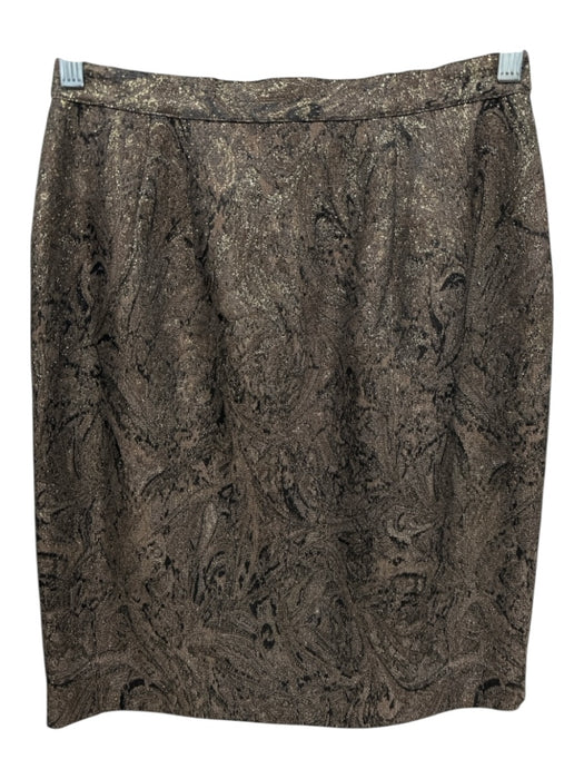 Carmen Marc Valvo Collection Size 8 Brown & Gold Acetate Blend Beaded Skirt Set Brown & Gold / 8