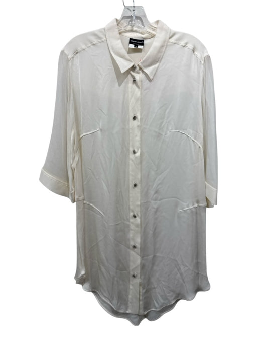 Giorgio Armani Size 48 Cream White Missing Fabric Tag Chiffon Button Front Top Cream White / 48
