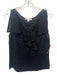 St. John Size 10 Black Missing Fabric Tag Open Knit Sleeveless V Neck Ruffle Top Black / 10