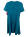 Akris Punto Size 4 Teal Blue Viscose Blend Short Sleeve V Neck A Line Dress Teal Blue / 4