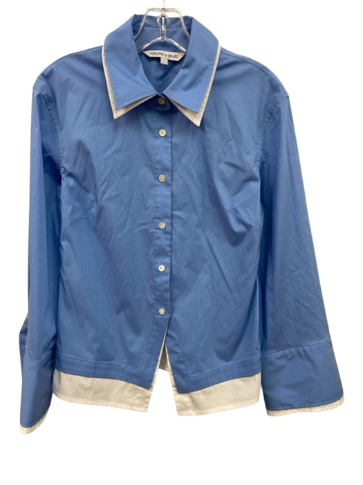 Veronica Beard Size 4 Light blue & white Cotton Blend Long Sleeve Layered Top Light blue & white / 4