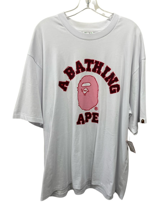 Bape Size XXL White & Red Cotton Graphic Men's Short Sleeve White & Red / XXL