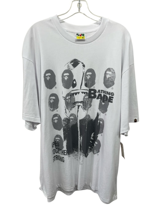 Bape Size XXL White & Gray Cotton Graphic Men's Short Sleeve White & Gray / XXL