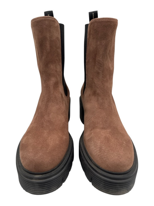 Stuart Weitzman Shoe Size 7.5 Brown Leather Upper Suede Round Toe Platform Boots Brown / 7.5