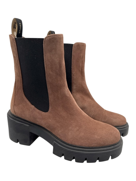 Stuart Weitzman Shoe Size 7.5 Brown Leather Upper Suede Round Toe Platform Boots Brown / 7.5
