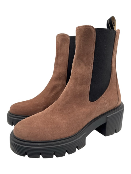 Stuart Weitzman Shoe Size 7.5 Brown Leather Upper Suede Round Toe Platform Boots Brown / 7.5