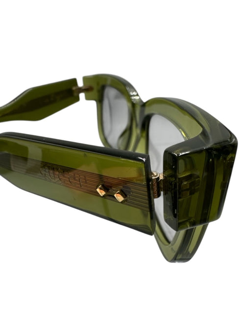 Gucci Green Acetate Studded tinted lens Square Wayfarer Sunglasses Green