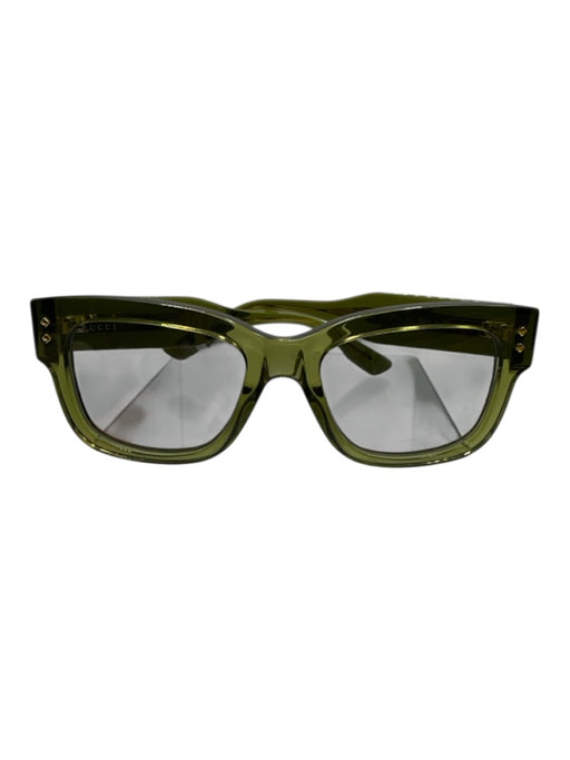 Gucci Green Acetate Studded tinted lens Square Wayfarer Sunglasses Green