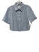 Maeve Size Small Light Blue Cotton Blend Short Sleeve Button Front Collar Top Light Blue / Small