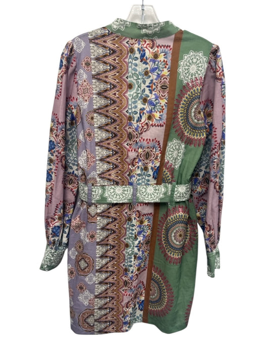 Kachel x Anthropologie Size Small Green, Purple, Blue Linen Blend Dress Green, Purple, Blue / Small