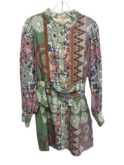 Kachel x Anthropologie Size Small Green, Purple, Blue Linen Blend Dress Green, Purple, Blue / Small