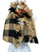 Burberry Beige & Black Wool Long plaid check Fringe Edging Rectangle scarf Beige & Black