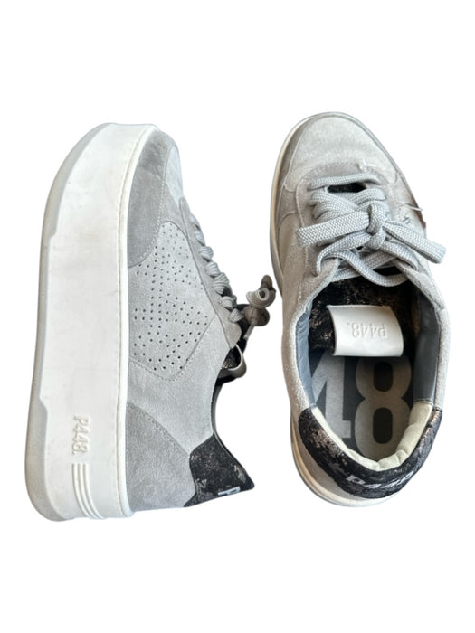 P448 Shoe Size 37 Grey & White Suede Platform lace up Sneaker Sneakers Grey & White / 37