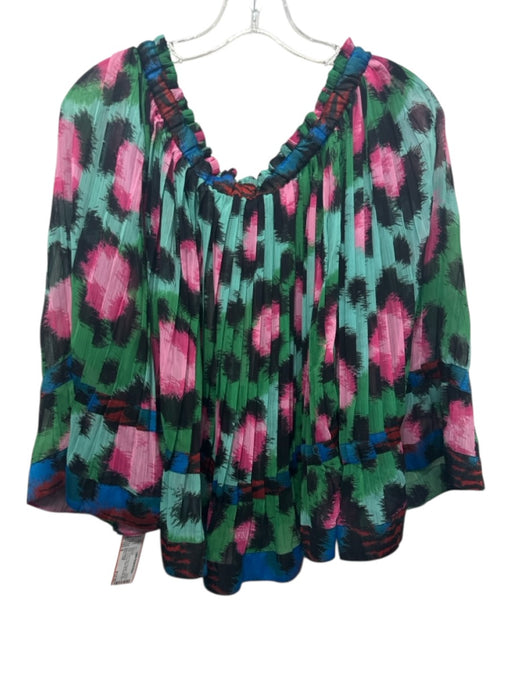 Kenzo x H&M Size 6 Green & Pink Polyester Abstract Print Off Shoulder Skirt Set Green & Pink / 6