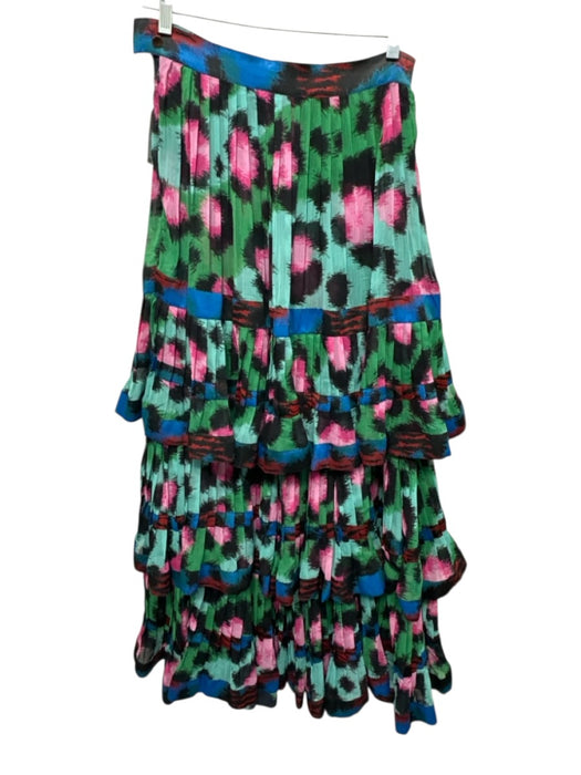 Kenzo x H&M Size 6 Green & Pink Polyester Abstract Print Off Shoulder Skirt Set Green & Pink / 6