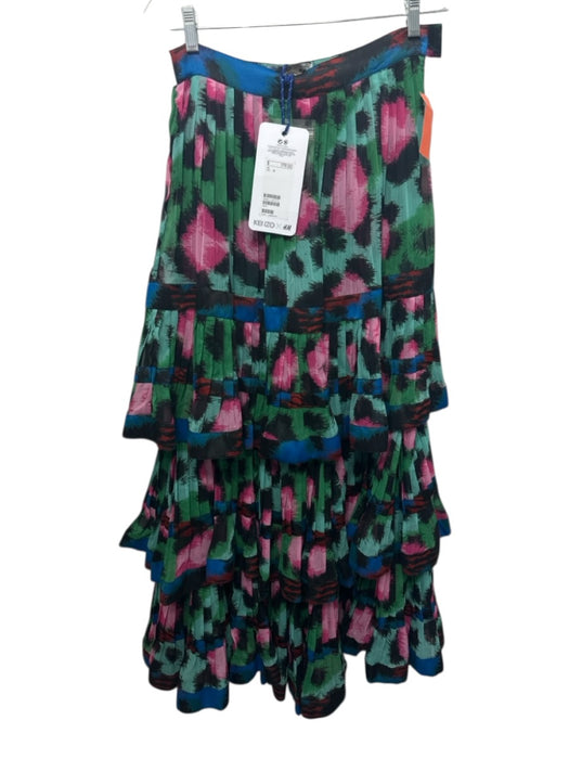 Kenzo x H&M Size 6 Green & Pink Polyester Abstract Print Off Shoulder Skirt Set Green & Pink / 6