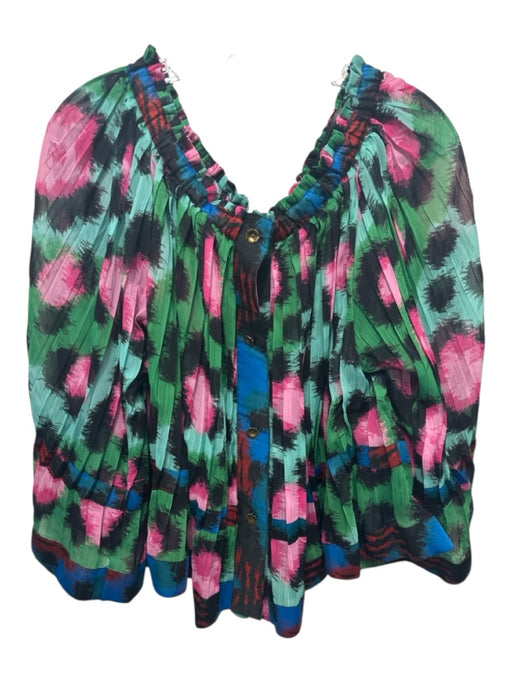 Kenzo x H&M Size 6 Green & Pink Polyester Abstract Print Off Shoulder Skirt Set Green & Pink / 6