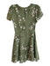 Reformation Size 0 Green Viscose Floral Flutter Sleeve Mini Dress Green / 0