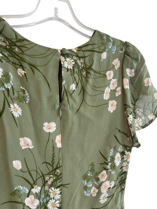 Reformation Size 0 Green Viscose Floral Flutter Sleeve Mini Dress Green / 0