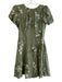 Reformation Size 0 Green Viscose Floral Flutter Sleeve Mini Dress Green / 0
