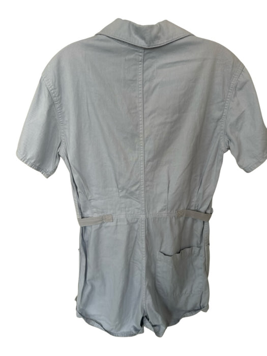 Pistola Size XS Baby Blue Cotton Short Sleeve Button Down Cuffed Romper Baby Blue / XS