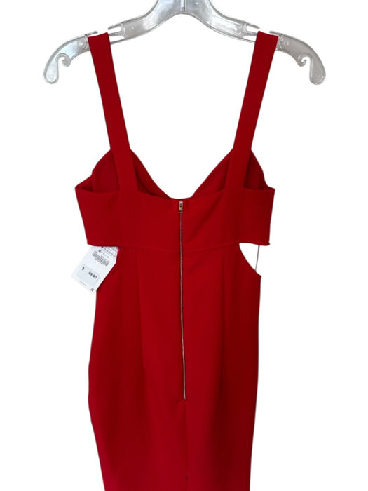 Zara Size XS Red Polyester Sleeveless Side Cut Outs Midi Back Zip Dress Red / XS