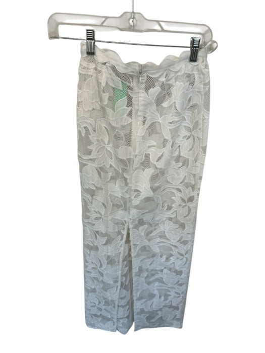Blithe Size XS White Polyester Back Zip Lace Sheer Maxi Skirt White / XS
