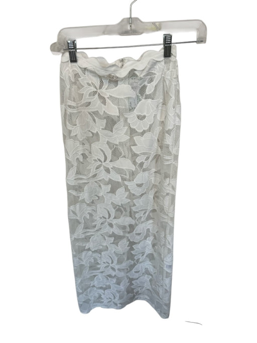 Blithe Size XS White Polyester Back Zip Lace Sheer Maxi Skirt White / XS