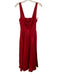 O.P.T. Size 6 Red Linen Tie Detail V Waist Sleeveless Midi Dress Red / 6