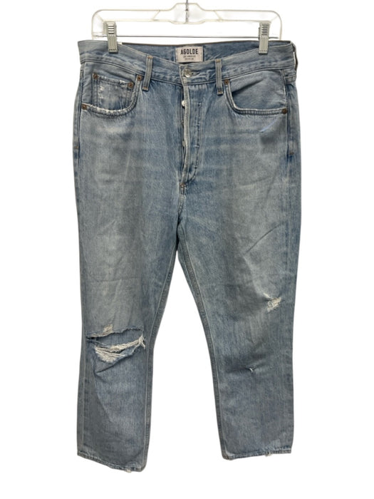 Agolde Size 30 Light Wash Cotton Distressed Mid Rise Button Fly Jeans Light Wash / 30