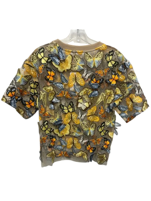 Dolan Size S Beige, Orange, Blue Polyester Blend Tulle Butterflies Top Beige, Orange, Blue / S
