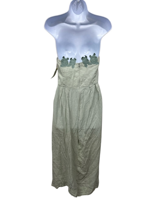 Fanm Mon Size Small Sage green Linen Strapless Embroidered Maxi Dress Sage green / Small