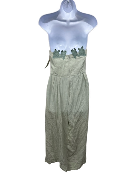 Fanm Mon Size Small Sage green Linen Strapless Embroidered Maxi Dress Sage green / Small