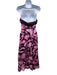 Jo Faulkner Size 6 Pink & Burgundy Viscose Strapless Floral Fold Over Maxi Dress Pink & Burgundy / 6