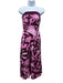 Jo Faulkner Size 6 Pink & Burgundy Viscose Strapless Floral Fold Over Maxi Dress Pink & Burgundy / 6