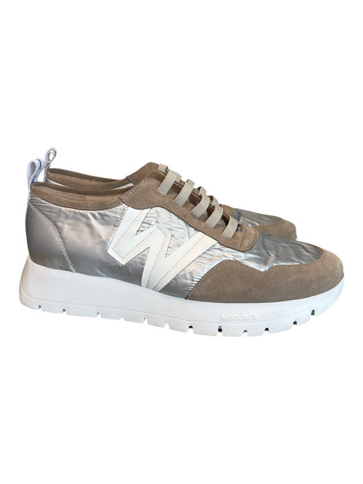 Wonders Shoe Size 41 Silver & Brown Manmade Material Suede Detail Lace Up Shoes Silver & Brown / 41