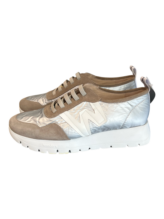 Wonders Shoe Size 41 Silver & Brown Manmade Material Suede Detail Lace Up Shoes Silver & Brown / 41