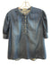 Ba&sh Size 2 Blue Cotton Short Puff Sleeve Button Round Neck Top Blue / 2